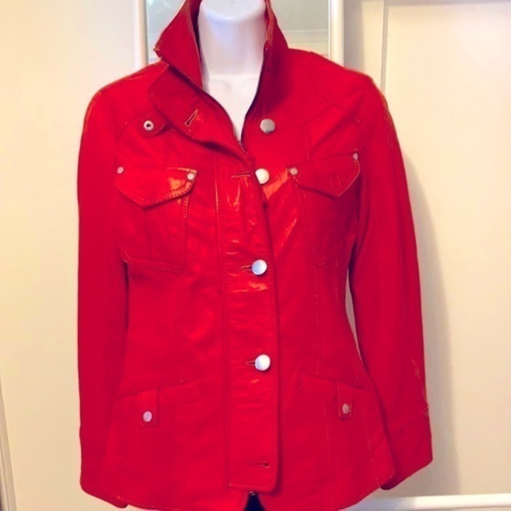 Italian made Designer genuine leather buttoned jacket